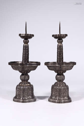 SILVER WARP FLOWER CANDLESTICK FOR 2