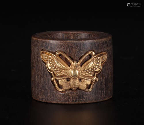 CHENXIANG WOOD EMBEDDED BUTTERFLY PATTERN RING