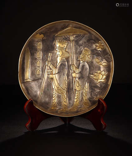 SILVER GILT STORY PLATE