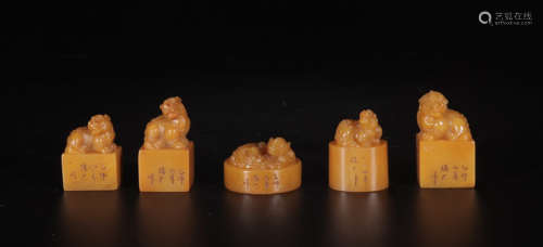 FU CHANG MARK TIANHUANG STONE SEAL SET FOR 5
