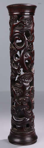 A XIAOYE ZITAN WOOD CARVED DRAGON PATTERN TUBE