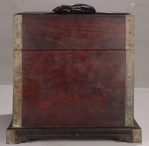 A XIAOYE ZITAN WOOD CARVED BOX