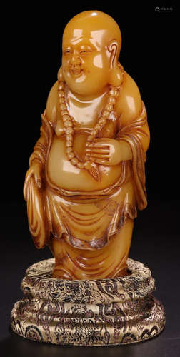 A TIANHUANG STONE CARVED MAITREYA BUDDHA