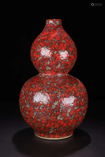 A RED KILN GLAZE GOURD VASE