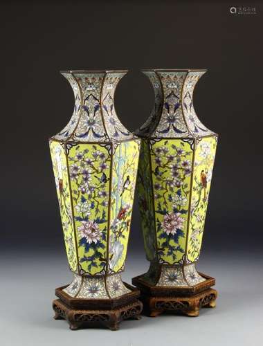 Pair of Chinese Cloisonne Vases