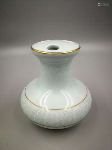 China  Carved Porcelain Bluish-white Glaze Brush Pot