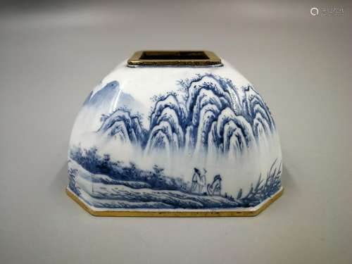 China,  CloisonnÃ© Character Landscape Brush Washer