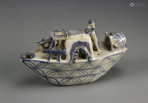 Chinese Blue And White Boat