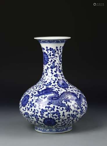 Chinese Blue and White Dragon Vase