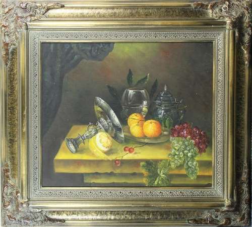 Antique Still Life Framed Oil on Canvas