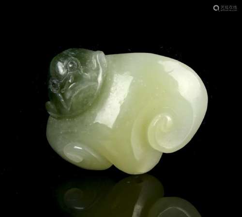 Chinese White Jade Monkey and Ruyi Pendent