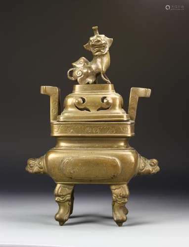 Chinese Brass Censer with Cover