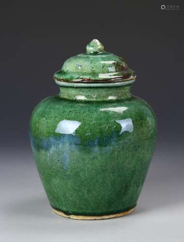 Chinese Green Glazed Jar With Lid