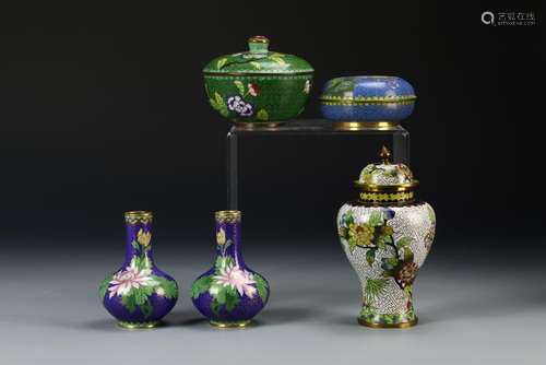 Five Chinese Cloisonne Pieces