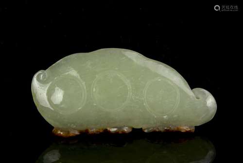 Chinese White Jade Beans and Bats Pendent