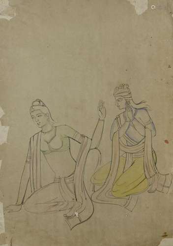 Three Pahari Indian Miniature Scratch