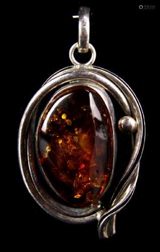 Amber Silver Pendant