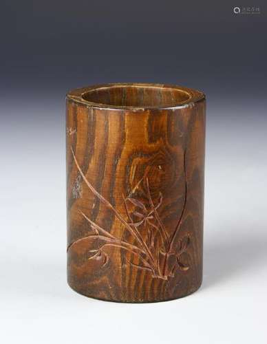 Chinese Wood Brush Pot