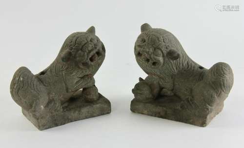 19th C Chinese Carved Stone Foo Lions