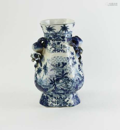 Chinese Style Blue and White Floral Vase