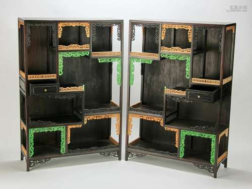 Pair of Chinese Zitan Wood Cabinets