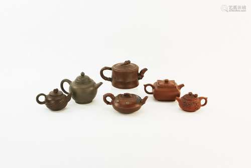 (6) Chinese Yixing Pottery Teapots