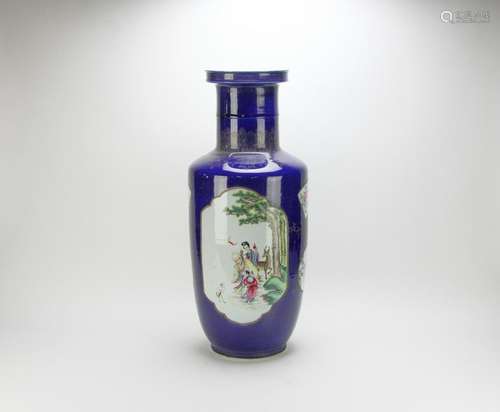 Large Chinese Republic Period Blue Glazed Vase