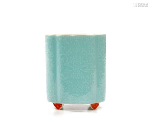 Fine Chinese Turquoise-Glaze Brush Pot