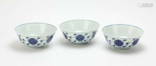 (3) Chinese Blue and White Porcelain Bowls