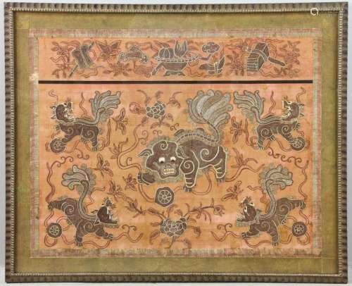18thC Chinese Wall Hanging on Silk