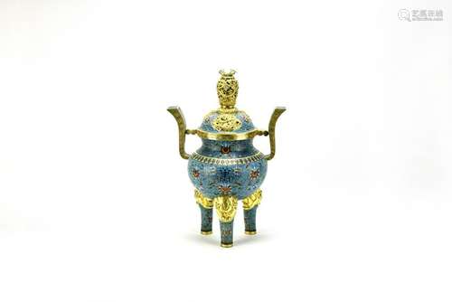 18thC Large Chinese Cloisonne Censer