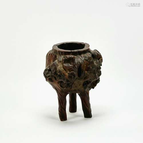 19thC Japanese Carved Wood Censer