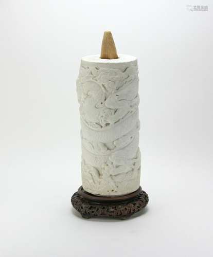 Chinese White Marble Cylindrical Post