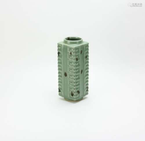 Chinese Green Glazed Porcelain Cong Vase