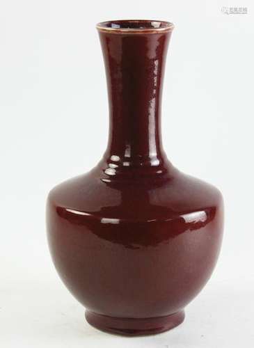 Chinese Oxblood Porcelain Vase, Lotus Top