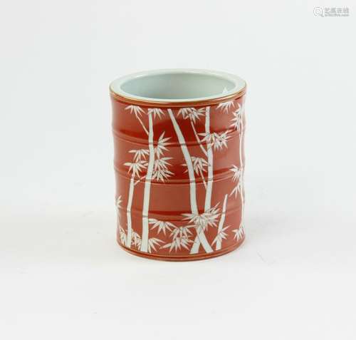 Chinese Iron Red Porcelain Brush Pot