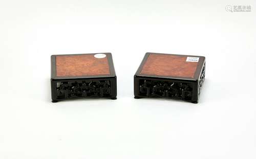 Pair of Chinese Carved Square Stands