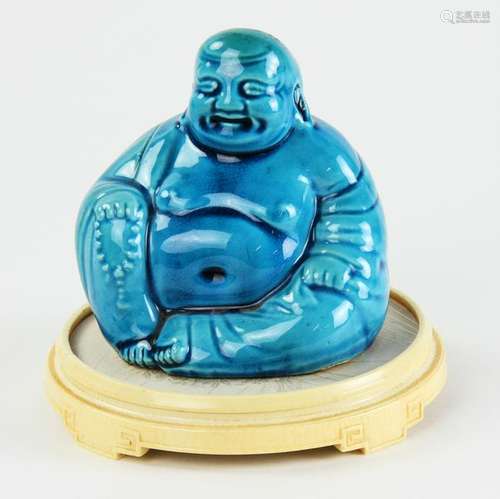 Chinese Blue Buddha on Bone Stand