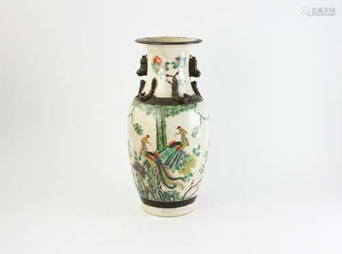 Chinese Famille Verte Vase, Phoenix Motif