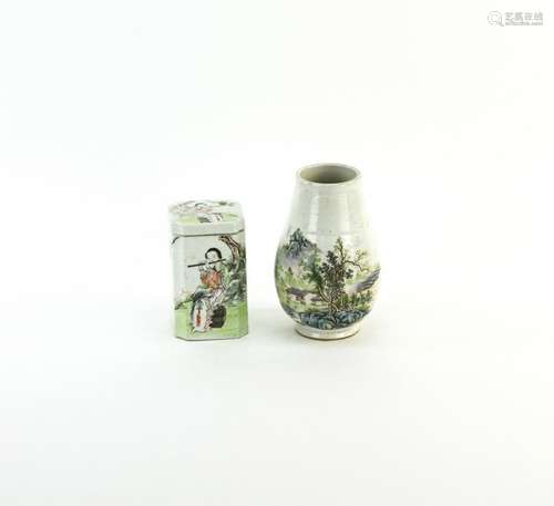 Two Chinese Famille Rose Porcelain Items