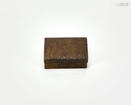 Japanese Bronze Box Depicting Mt. Fuji