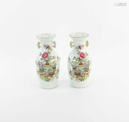 Two Chinese Famille Rose Porcelain Vases