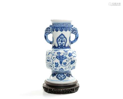 Rare Chinese Blue and White Faceted Porcelain Vase