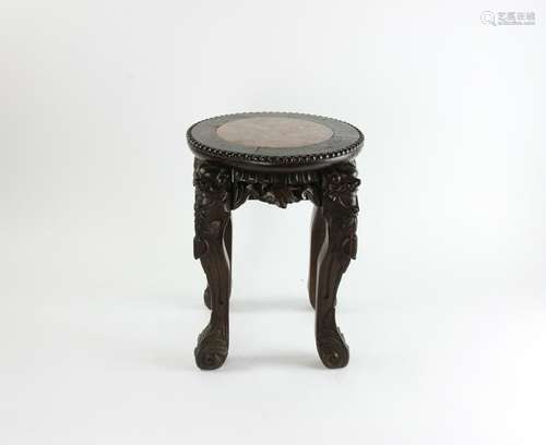 19thC Chinese Marble Top Tabouret Table