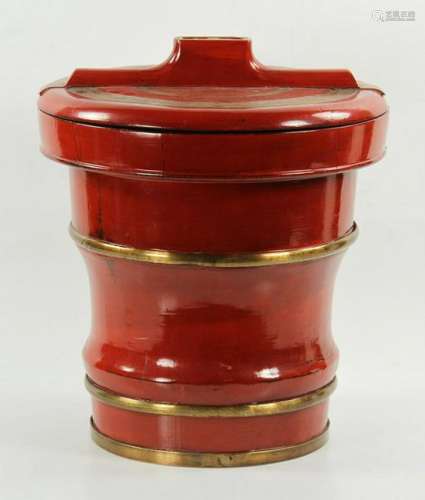 Chinese Red Lacquer Covered Container
