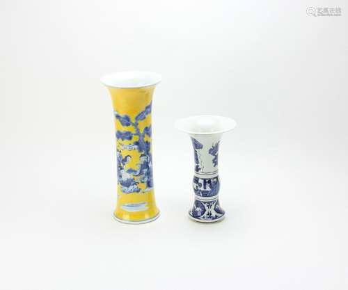 Two Chinese Porcelain Gu Vases