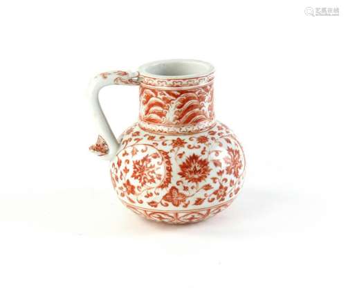 Chinese Iron Red Glazed Porcelain Teapot
