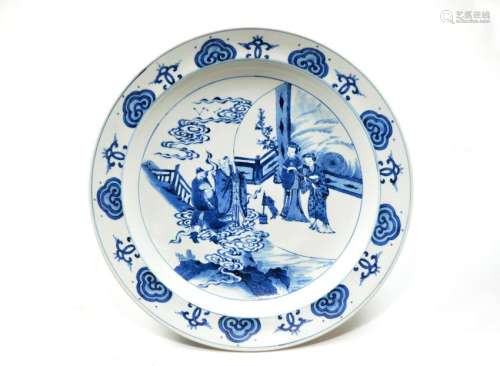 Large Chinese Blue and White Porcelain Dish