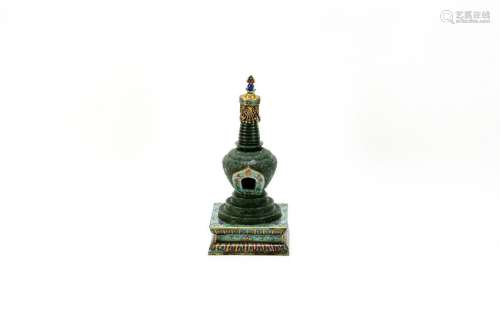 18thC Chinese Jade Pendant with Cloisonne Stand