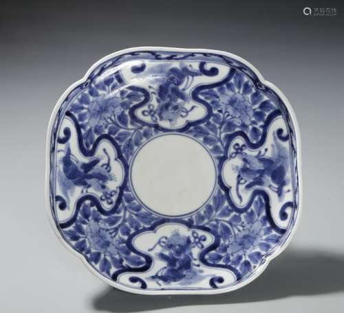 Chinese Blue and White Lobed Dish